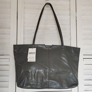 Latico USA Genuine Leather Slate Gray Tote Bag NEW